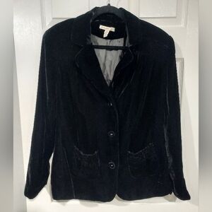 JM Collection Black Velvet 3 Button Front Long Sleeve Blazer in Size 14W